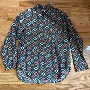 Vintage Guess Long Sleeve Button Down Shirt Aztec  Mens Size Medium 80s 90s
